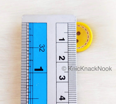 Yellow Round Wood Buttons
